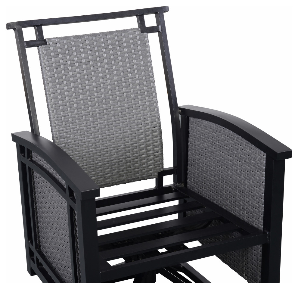 Set of 2 Palmetto Aluminum Swivel Chairs  Black/Gray   Tropical   Outdoor Dining Chairs   by Pebble Lane Living  Houzz