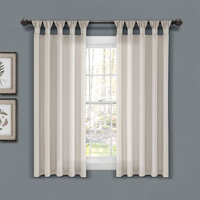 Lush Decor Burlap Knotted Tab Top Window Curtain Set