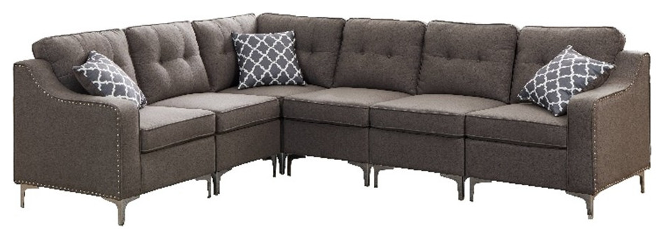 Legend Vansen Modular Modern Wood  ampFabric Sectional in Dark Gray   Midcentury   Sectional Sofas   by Homesquare  Houzz