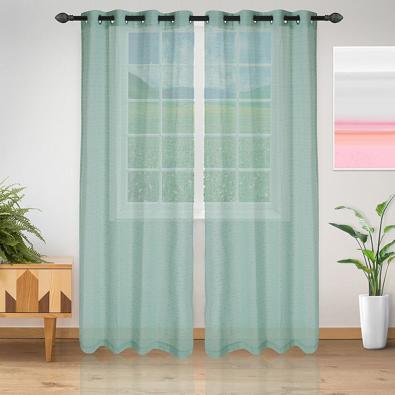 Superior Set of 2 Meteorite Sheer Window Curtain Panels