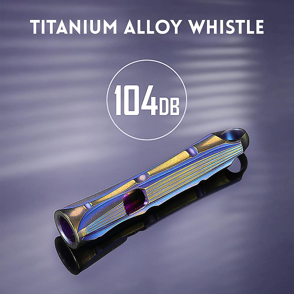 Ultralight Titanium Emergency Whistle With Reflective Cord Outdoor Survival Camping Hiking Exploring Purpleandorange