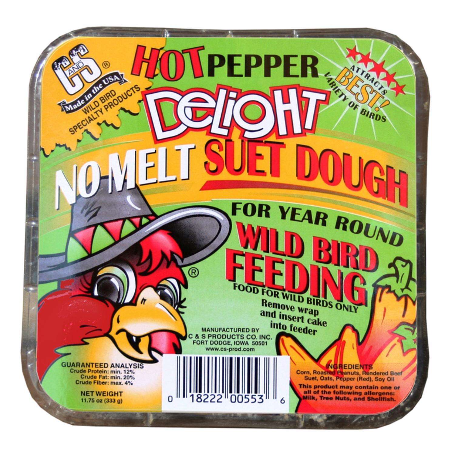 CandS Products Hot Pepper Delight Assorted Species Beef Suet Wild Bird Food 11.75 oz