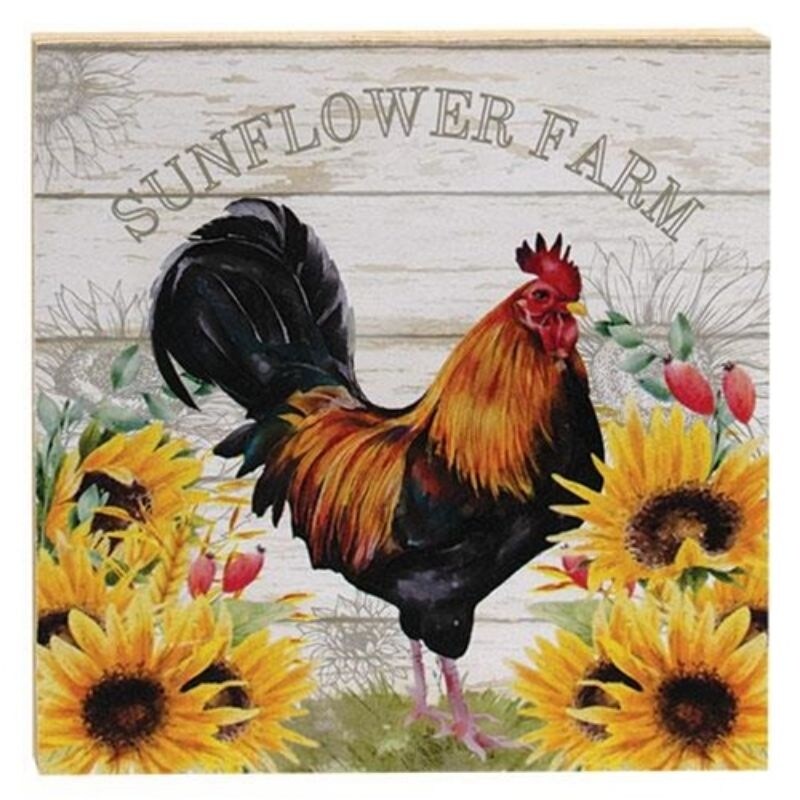 Sunflower Farm Rooster Block   H   8.00 in. W   0.75 in. L   8.00 in.