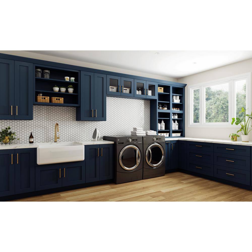 Home Decorators Collection Newport Blue Painted Shaker 0.63 in. W x 23.88 in. D x 34.5 in. H in White Kitchen Cabinet End Panel MBEP-NMB