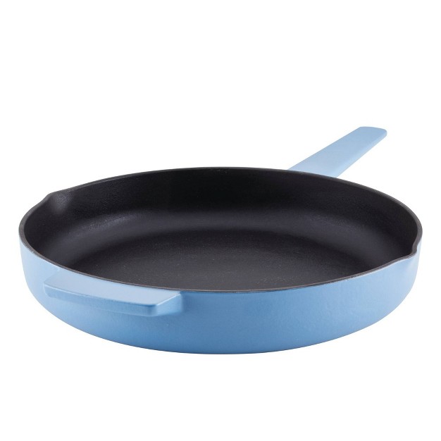 Enameled Cast Iron Induction Skillet With Helper Handle And Pour Spouts Blue Velvet