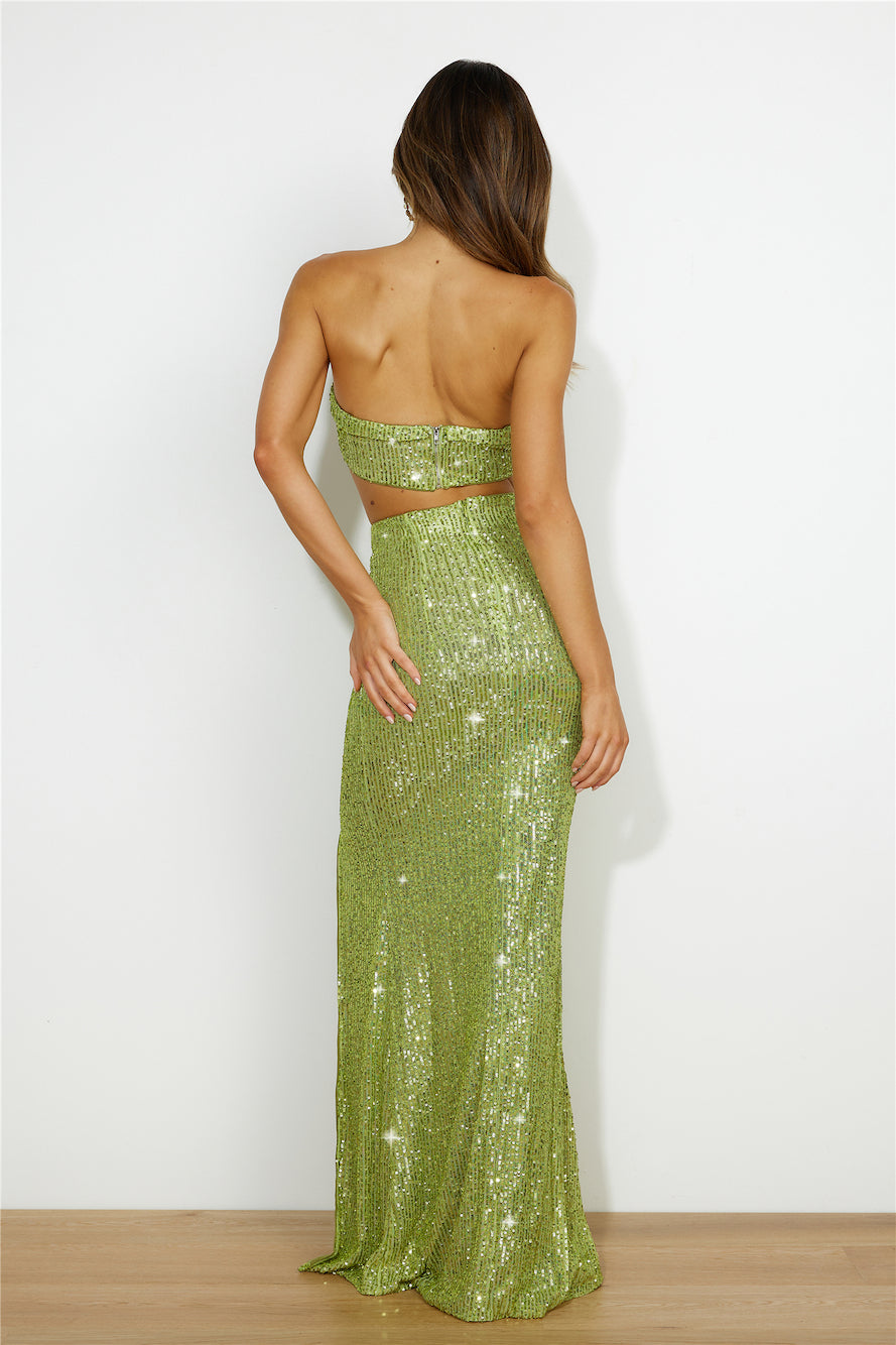 Sprinkle Shine Maxi Skirt Green