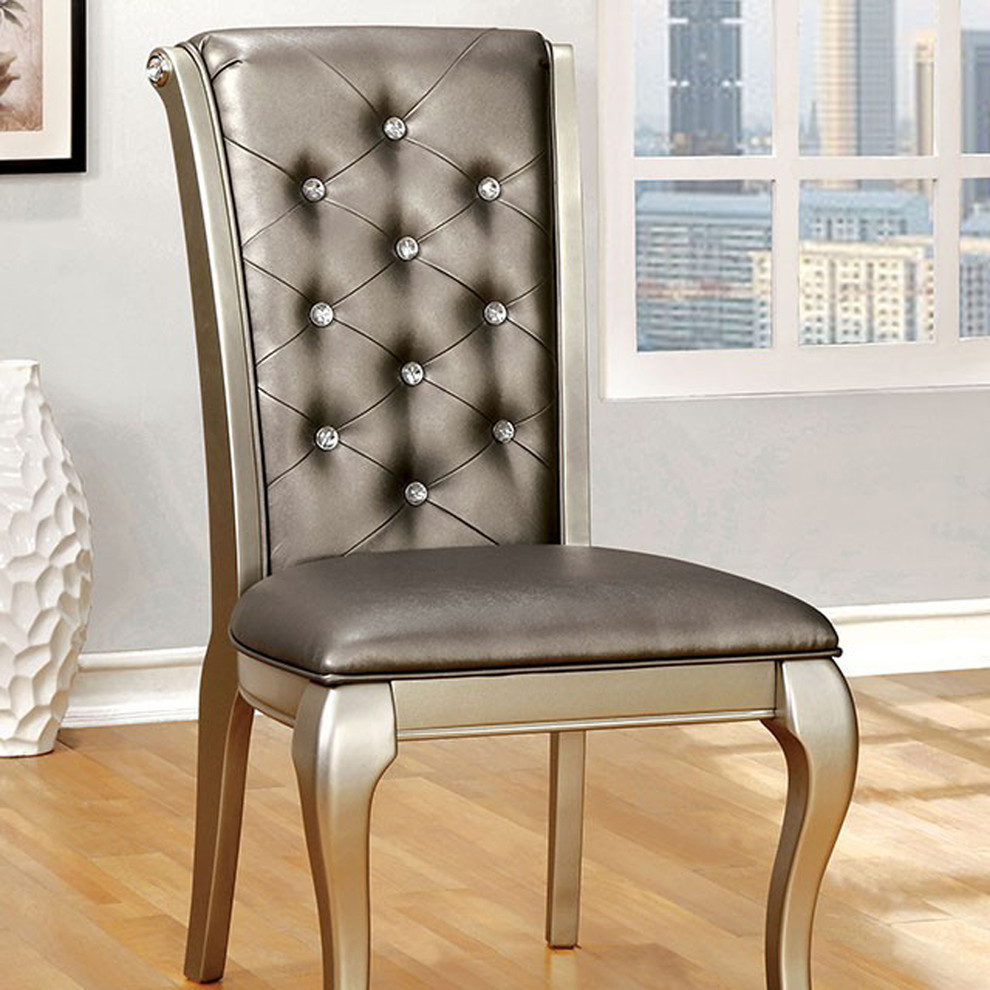 Benzara BM131214 Contemporary Side Chairs Silver  Set of 2   Contemporary   Dining Chairs   by Benzara  Woodland Imprts  The Urban Port  Houzz