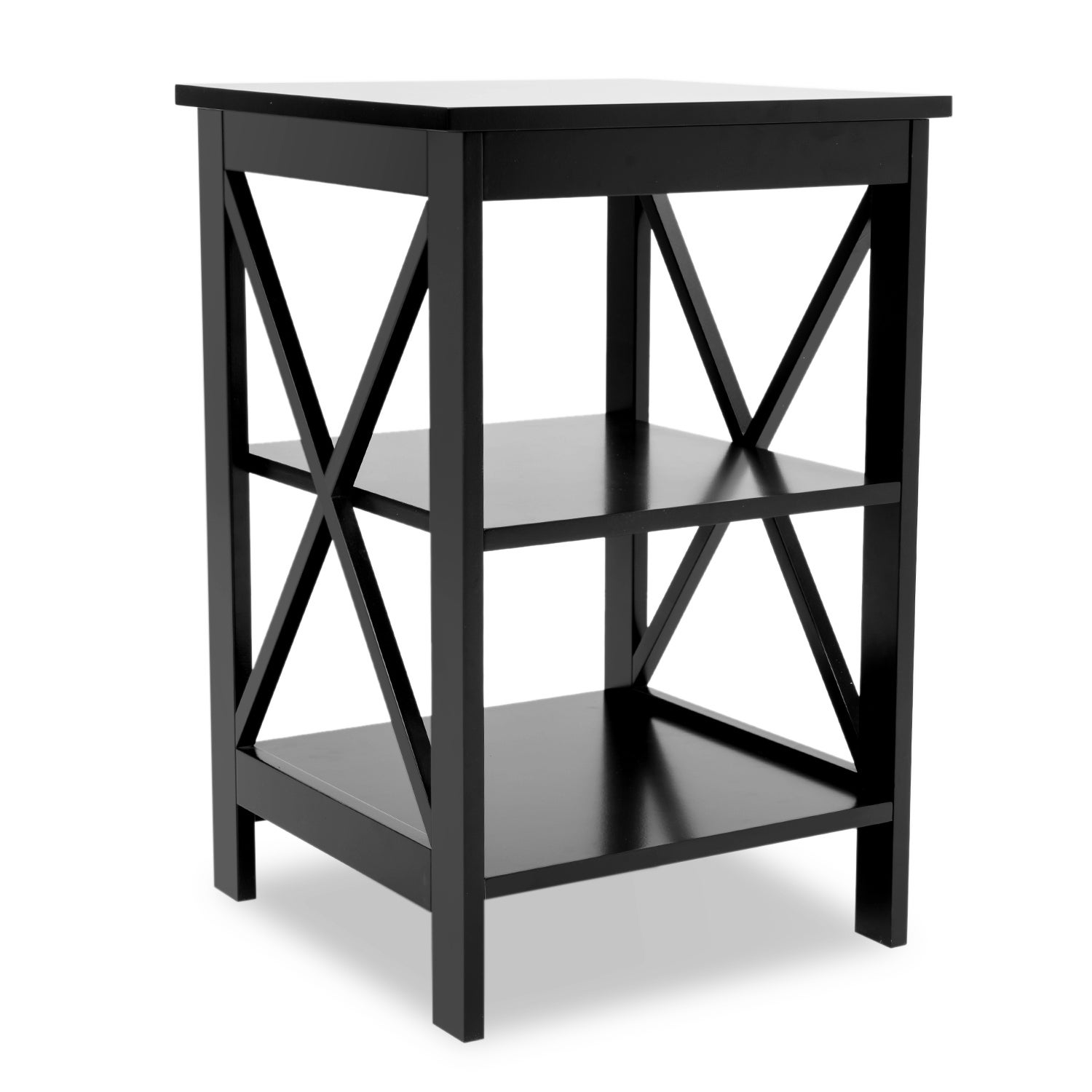 Small Side Table Black-MDF Material Legs and Open Partition