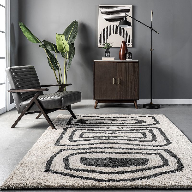 nuLOOM Mica Abstract Circles Shag Rug