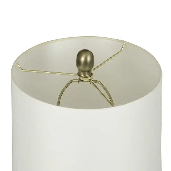 Glass Table Lamp - Brushed Gold Finish with White Linen Shade