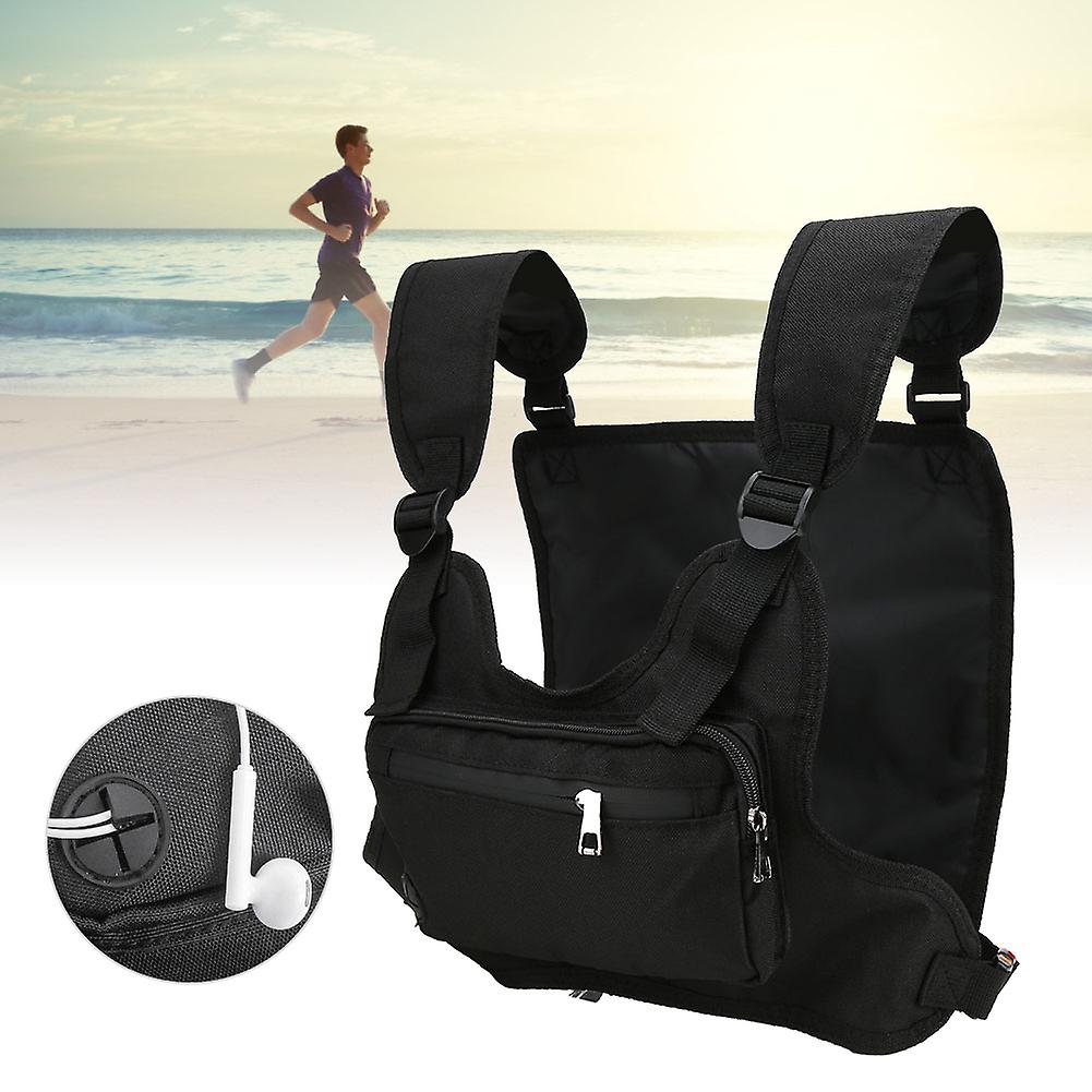 Outdoor Multifunction Sport Leisure Running Tactics Chest Backpack Fitness Vest Bagblack