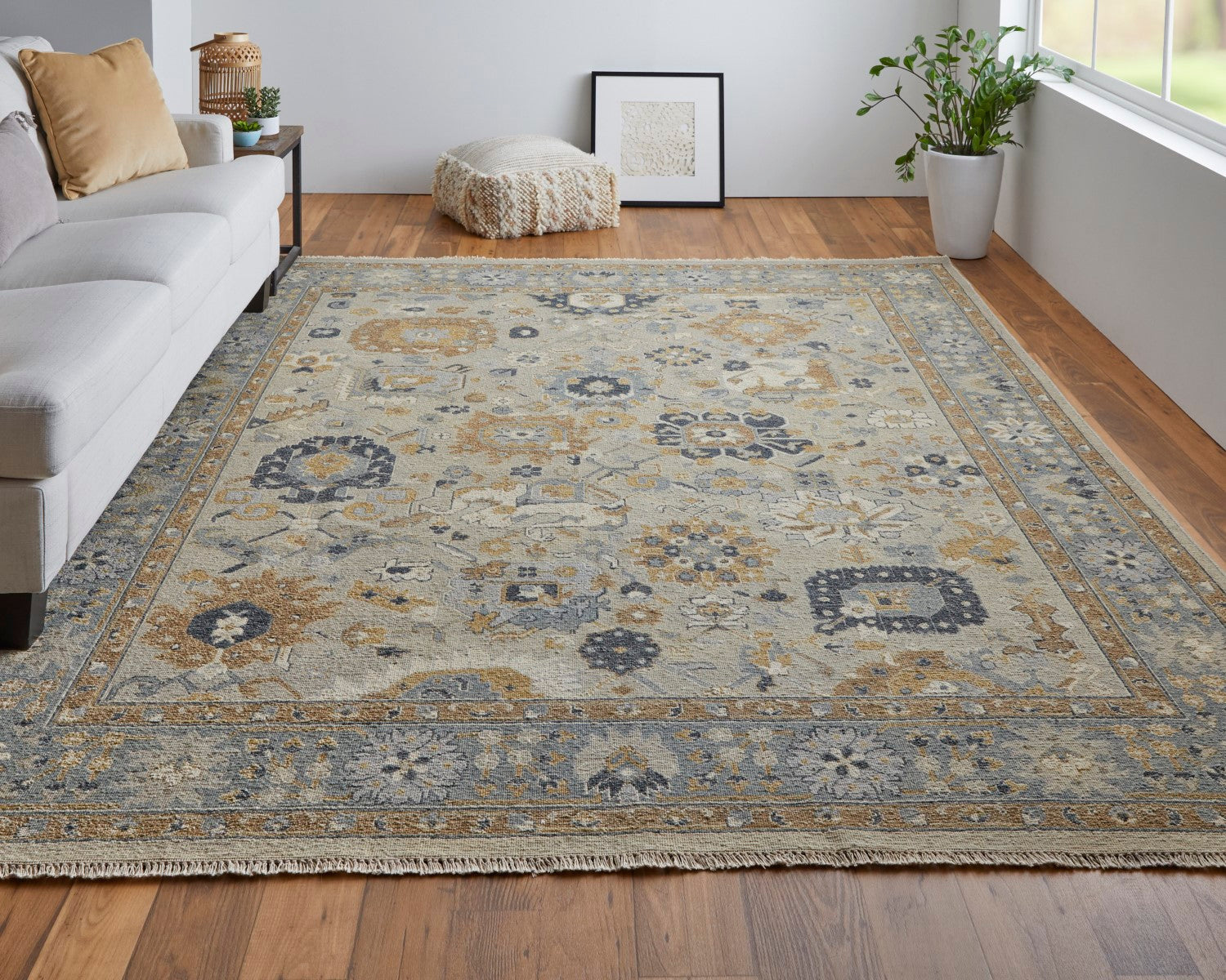 Aleska Oriental Blue/Brown/Gray Rug