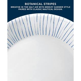 Corelle Botanical Stripes 12-piece Glass Dinnerware Set Service for 4 Blue and White 1149161