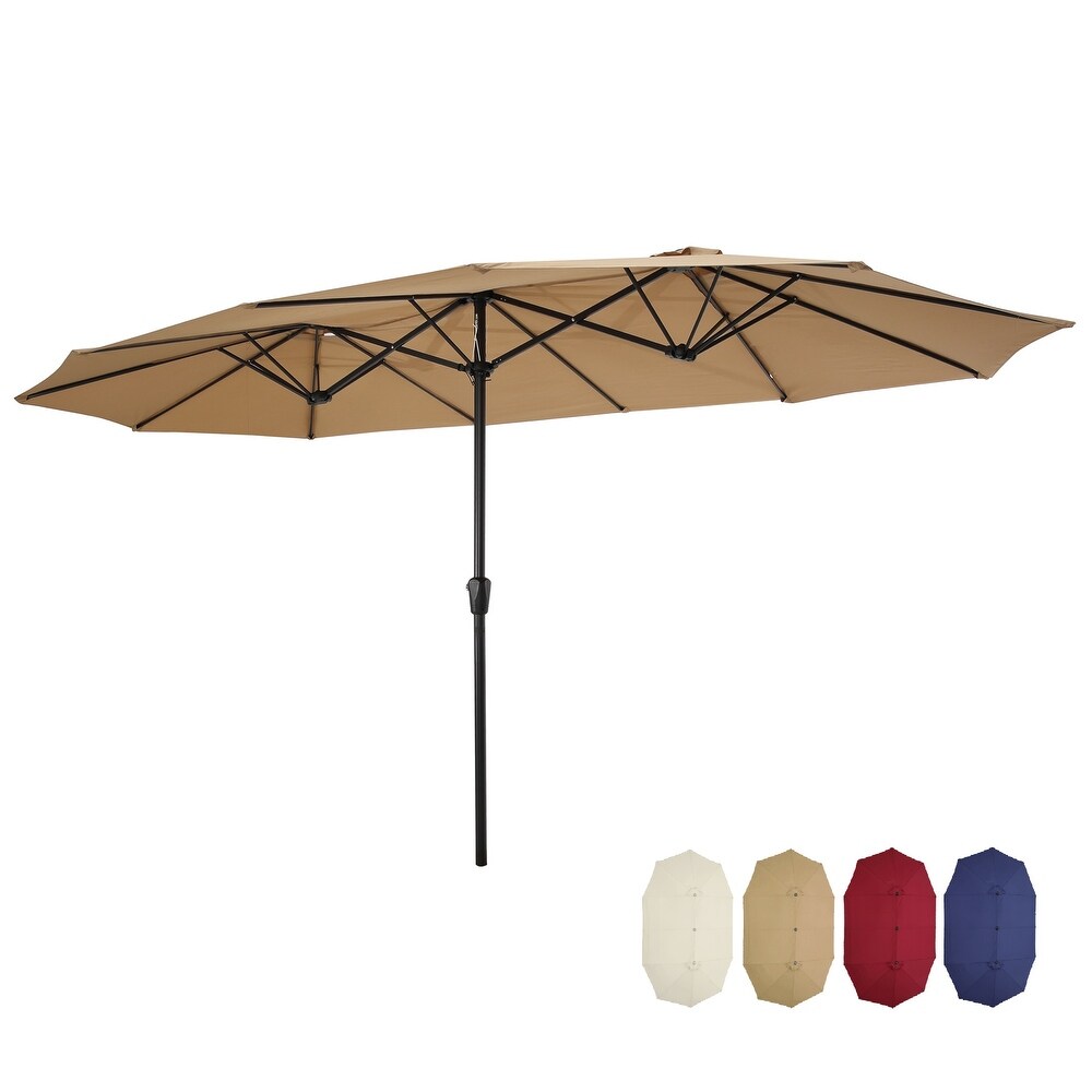 15x9ft Large Double Sided Rectangular Outdoor Twin Patio Market Umbrella