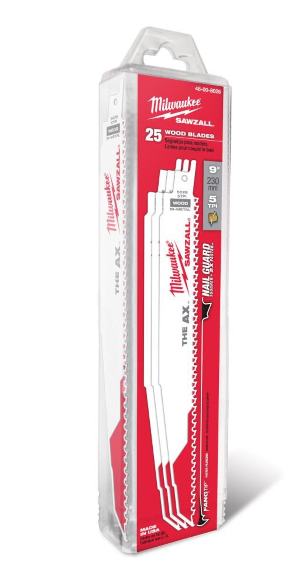 Milwaukee 9 In. 5/8 TPI White Bi-Metal Reciprocating Saw Blade 25Ct 48-00-8026 from Milwaukee