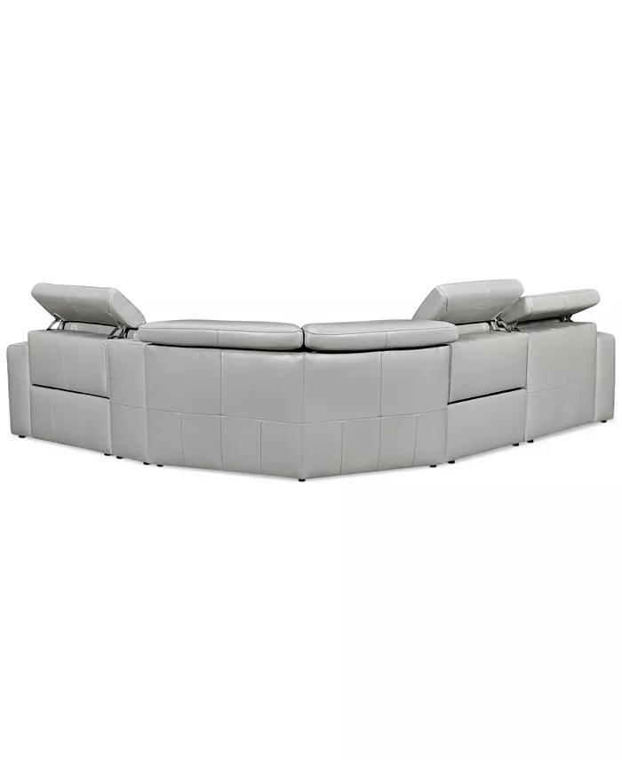 Furniture CLOSEOUT! Haigan 5-Pc. Leather Chaise Sectional Sofa with 2 Power Recliners