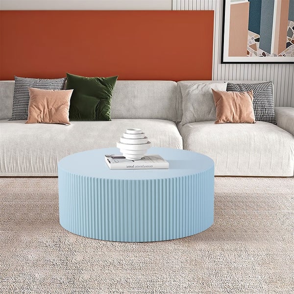 Contemporary Round Coffee Table with Handcrafted Relief