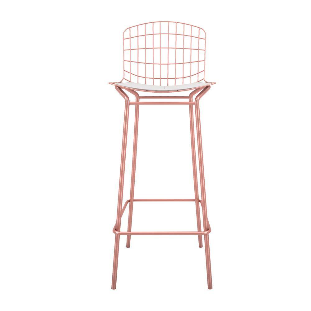 Manhattan Comfort Madeline 41.73 in. Rose Pink Gold and White Bar Stool (Set of 2) 2-198AMC6