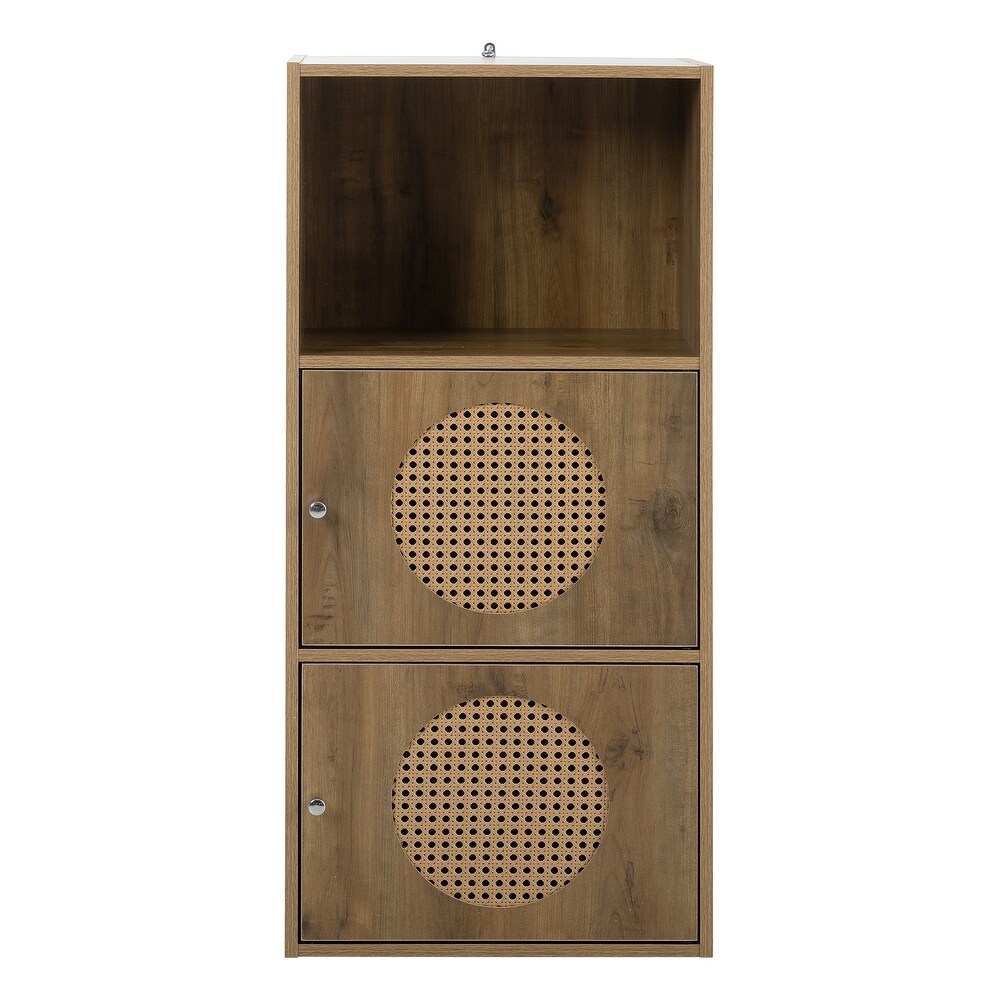 Rustic Rattan Cabinet with 2 Door in Brown