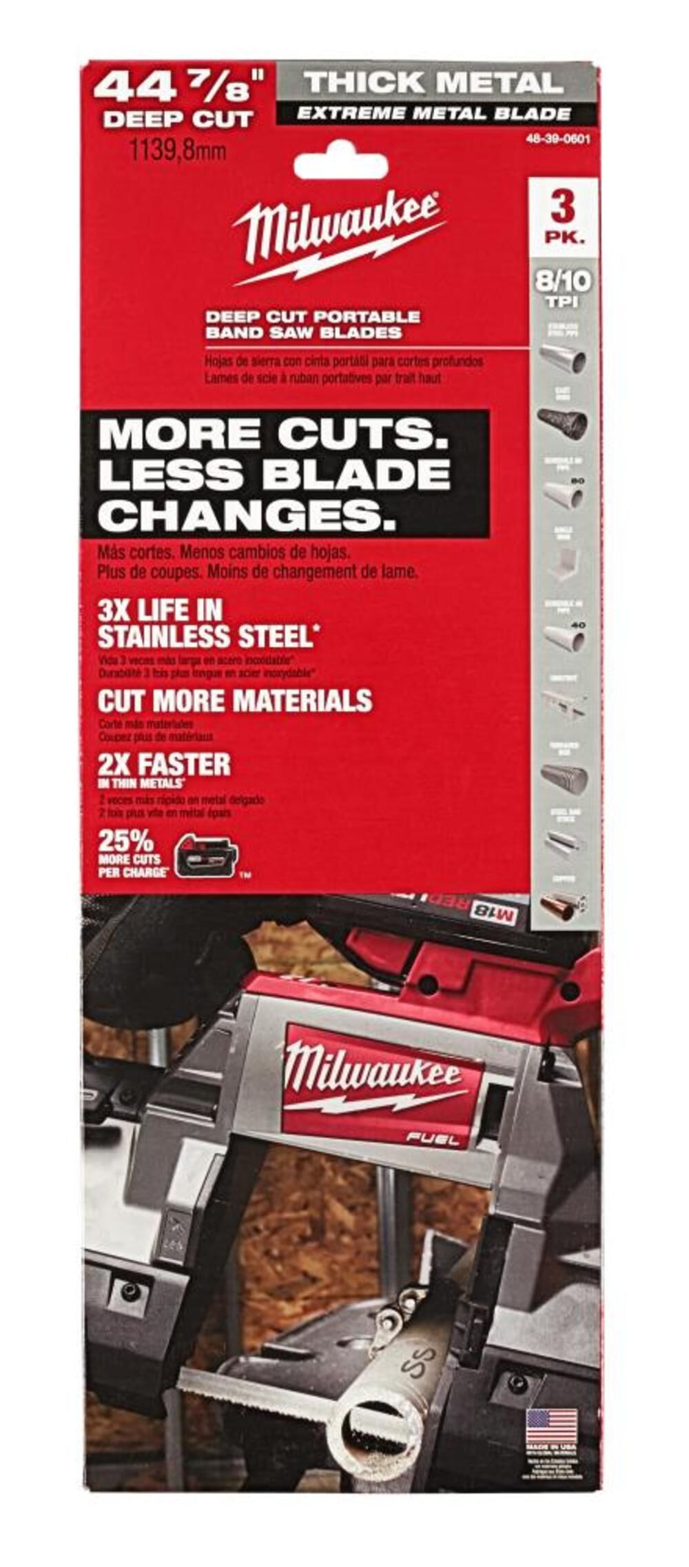 Milwaukee Extreme Thick Metal Band Saw Blades 3PK Deep Cut 48-39-0601 from Milwaukee