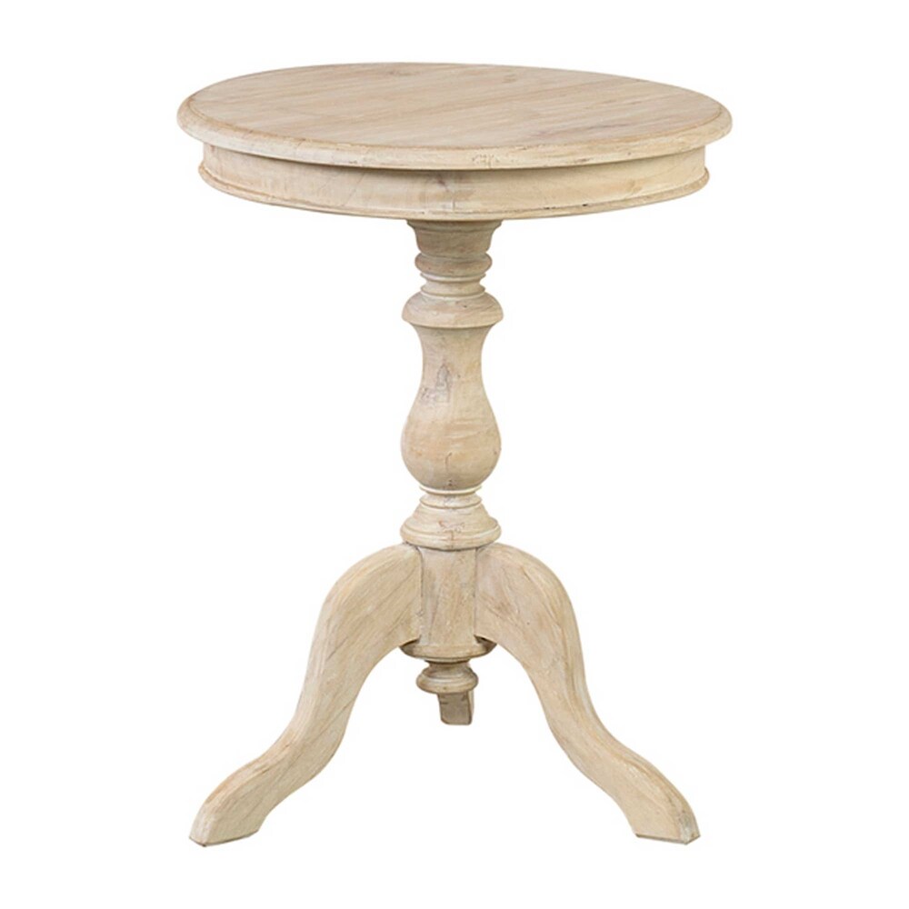 East at Main Solid Mindi Wood Pedestal Round End Table