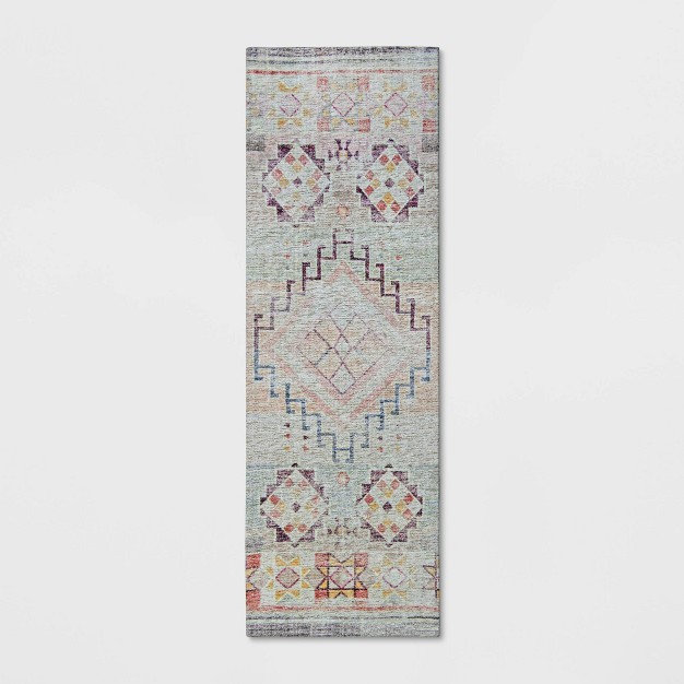 2 x27 4 quot x7 x27 Runner Distressed Geo Persian Style Rug Blush