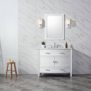 Home Decorators Collection Dacosti 42 in. W x 22 in. D x 34.5 in. H Single Sink Bath Vanity in White with White Carrara Marble Top Dacosti 42