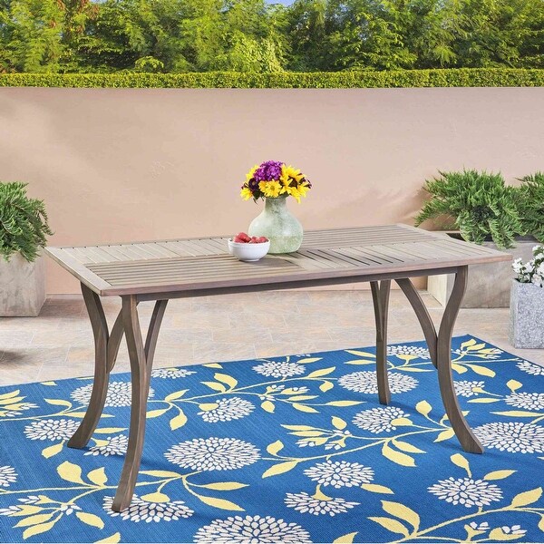 59Inch Rectangular Wood Patio Table for Outdoor Dining