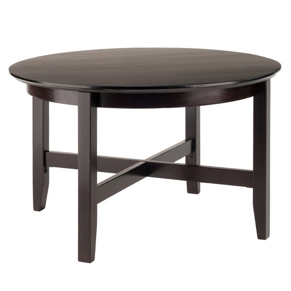 Round Coffee Table， Wooden End Table Snack Table with X-Cross Legs