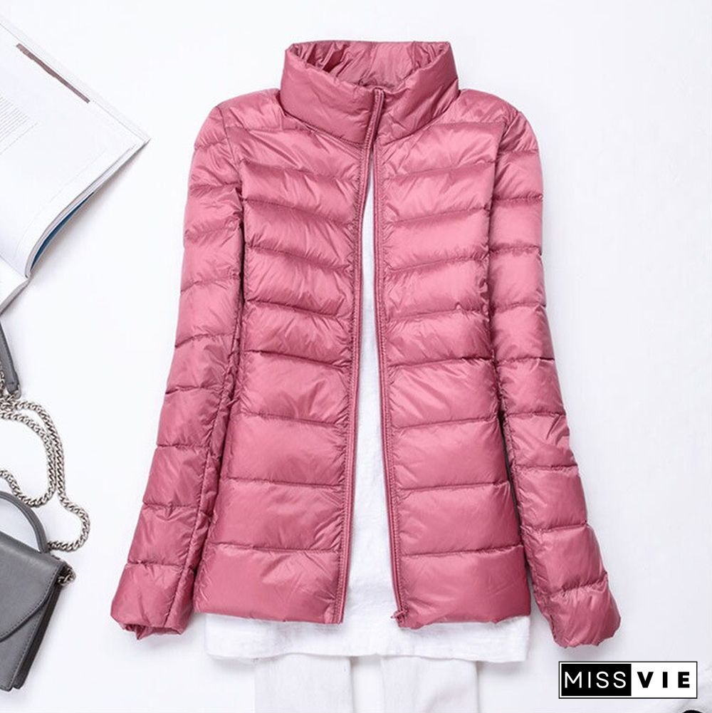 Winter Jacket Women New 90%White Duck Ultra Thin Down Jacket Female Long Sleeve Pocket Down Jacket Parkas Large Size 7Xl