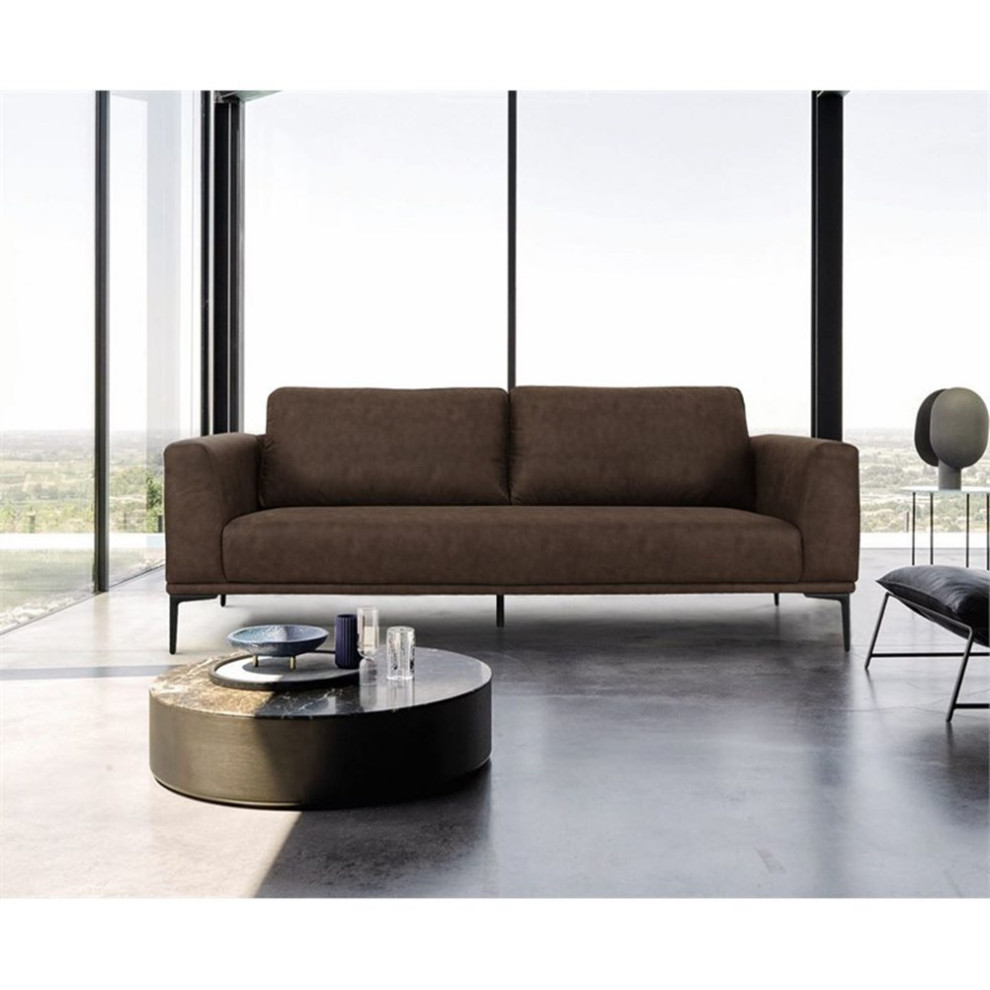 Divani Casa Jada Modern Fabric  ampMetal Upholstered Loveseat in Brown   Midcentury   Loveseats   by Homesquare  Houzz