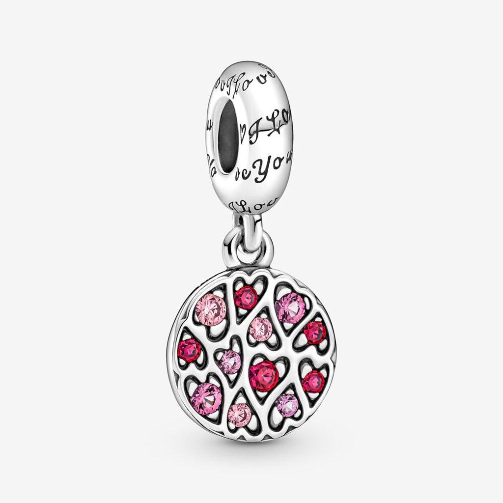 PANDORA  Sparkling Heart Pattern Dangle Charm