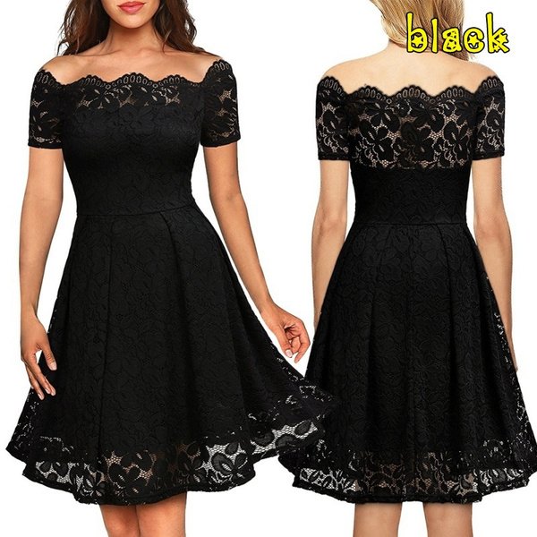 New Fashion Women Strapless Short Sleeve Floral Lace Dress Plus Size