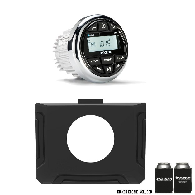 Gauge Dash Kit And Kicker Kmc2 Waterproof Radio