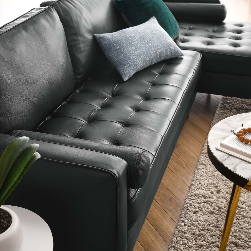 Valour 98 quotLeather Sectional Sofa   Midcentury   Sectional Sofas   by Modway  Houzz