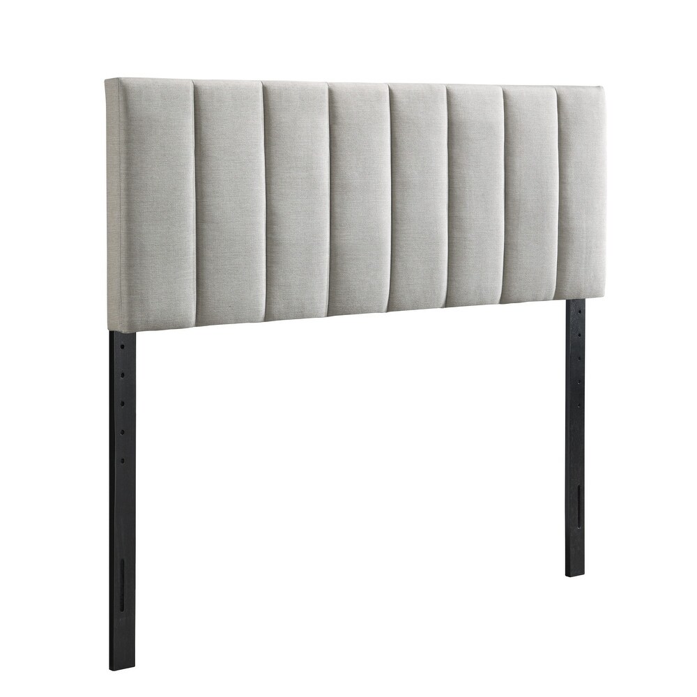 Sierra Beige or Grey Upholstered Channel Stitch Adjustable Queen Headboard