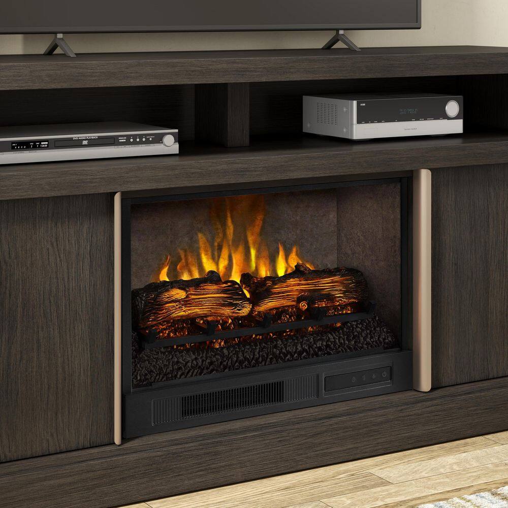 SCOTT LIVING MEYERSON 60 in. Freestanding Media Console Wooden Electric Fireplace in Cappuccino HDSLFP60L-2A