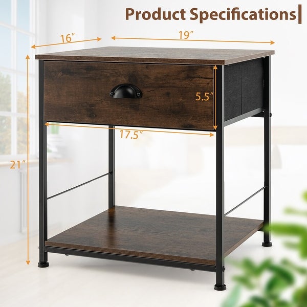 Gymax 2PCS 2-tier Nightstand Bedside End Sofa Coffee Table Bedroom