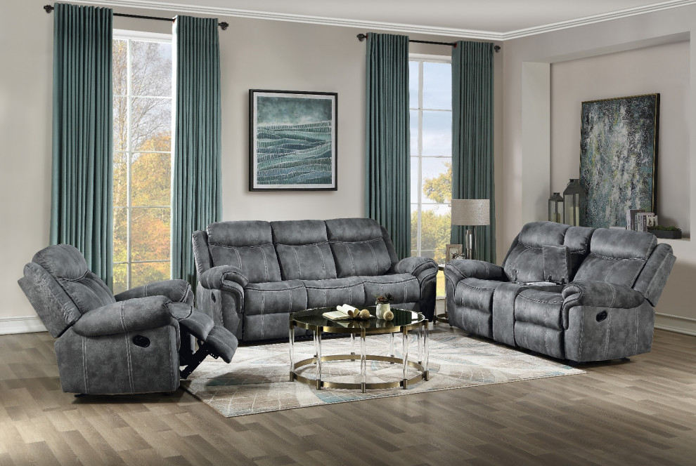 Acme Zubaida Glider Recliner Two Tone Gray Velvet   Transitional   Recliner Chairs   by AMOC  Houzz