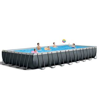 Intex 24 ft. x 12 ft. x 52 in. Rectangular Ultra XTR Frame Swimming Pool wPump 26367EH + 28054E