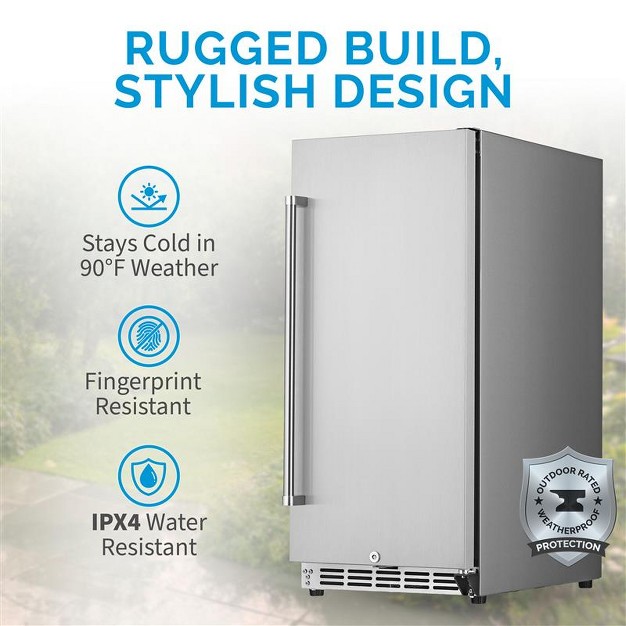 3 2 Cu Ft Commercial Stainless Steel Built in Beverage Refrigerator Weatherproof And Outdoor Rated Energy Star Fingerprint Resistant