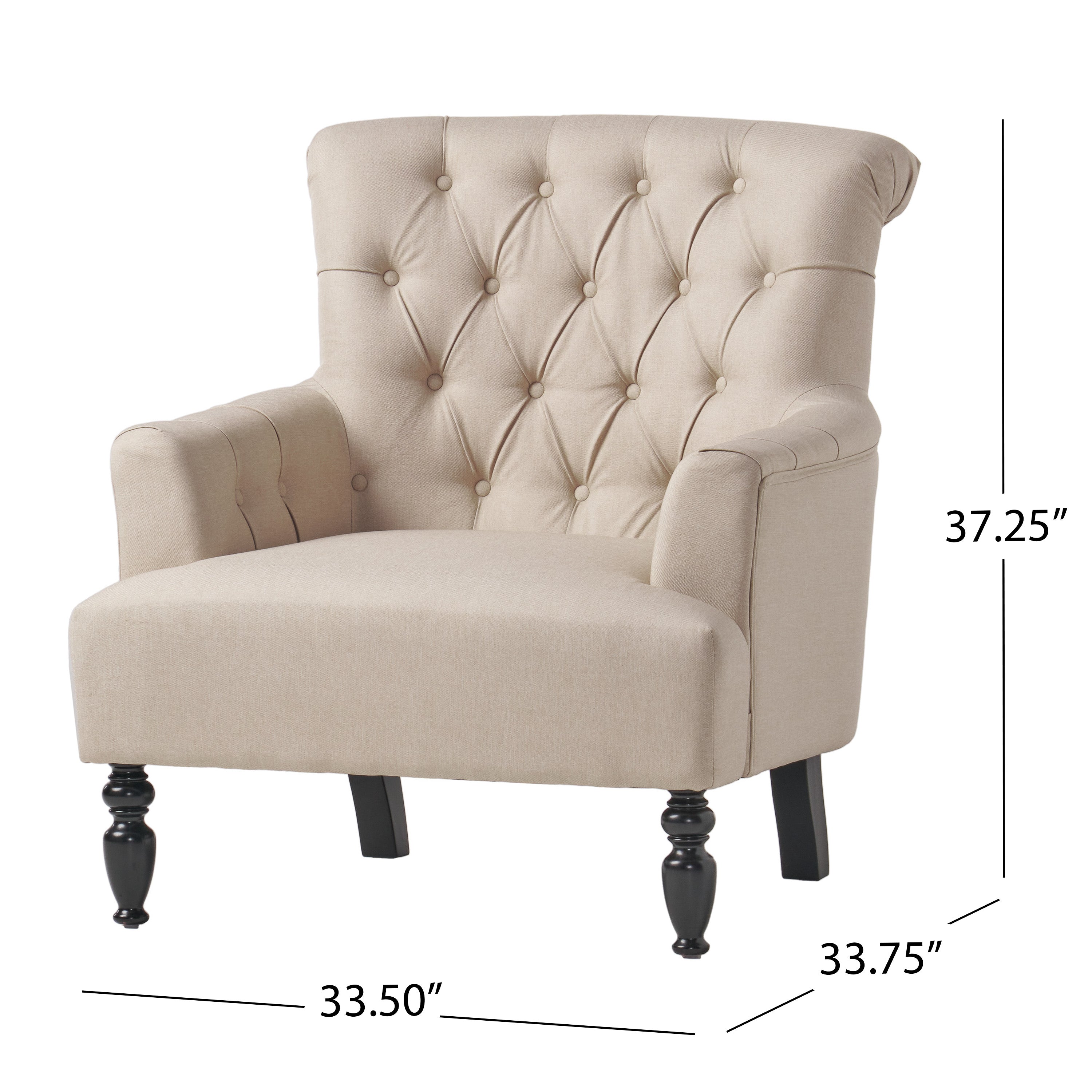 Harvey Contemporary Button-Tufted Fabric Club Chair with Rolled Backrest