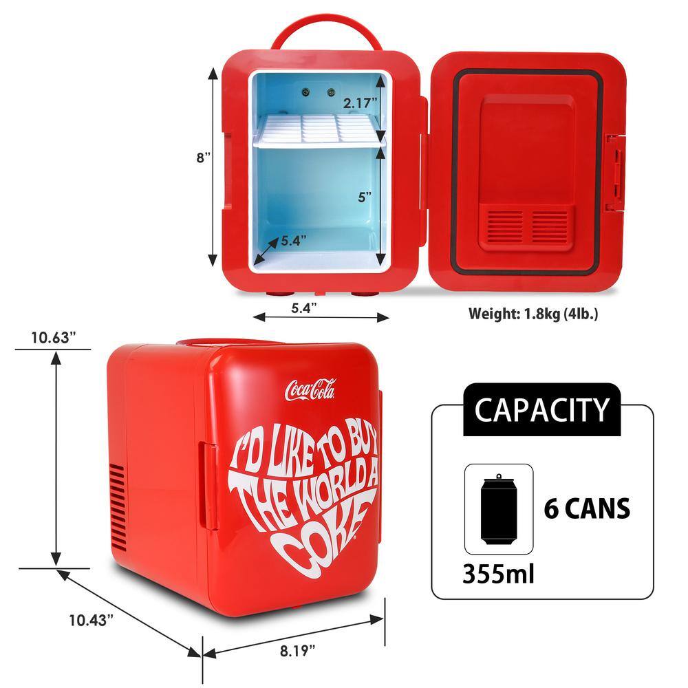 Coca-Cola 0.14 Cu. Ft. World 1971 Series 6 can Mini Fridge without Freezer KDC4-WORLD