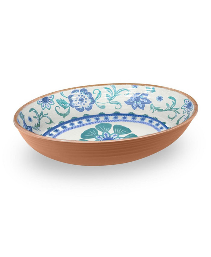 TarHong Rio Turquoise Floral Oval Serve Bowl 13.1 X 2.691.3 Oz.Melamine