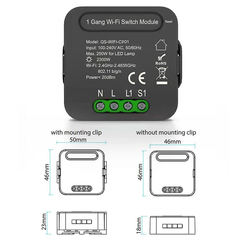 Qs-wifi-cp01 Tuya Wifi Intelligent Switch Module Intelligent Home Switch Conversion Module 1 Gang Switch Module Device Sharing Timing Function Mobilep