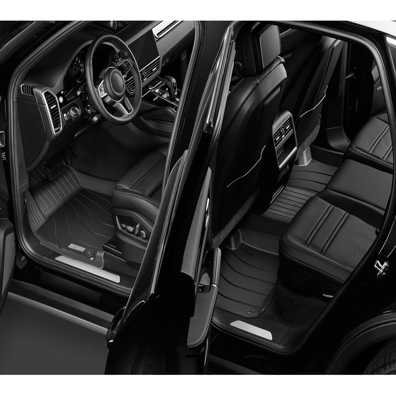 3W Porsche Macan Floor Mats(2014-2023) - Full Set Heavy Duty Car Floor Carpet Mats with Durable Non Toxic TPE Macan Floor Liners All Weather， Black