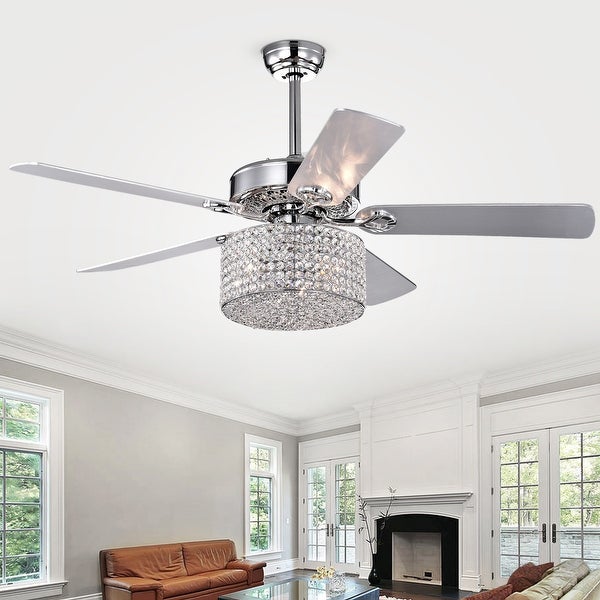 Rexen Chrome 52-Inch 5-blade Lighted Ceiling Fan - 52-inches Diameter Shopping - The Best Deals on Ceiling Fans | 33616023