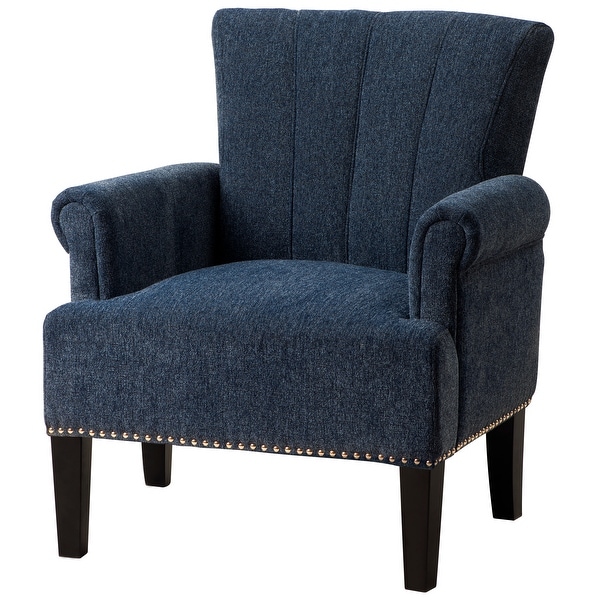 Living Room Accent Chairs Polyester Upholstered Rivet Tufted Scroll Armchairs