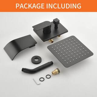 Boyel Living Single-Handle 1-Spray Tub and Shower Faucet with 8 in. Square Fixed Shower Head in Matte Black (Valve Included) BL-33011B