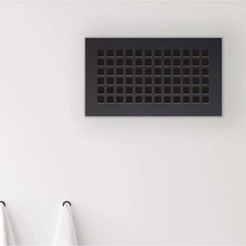 Reggio Registers Square Series 4 in. x 12 in. Aluminum Grille Black with Mounting Holes G614-ABH